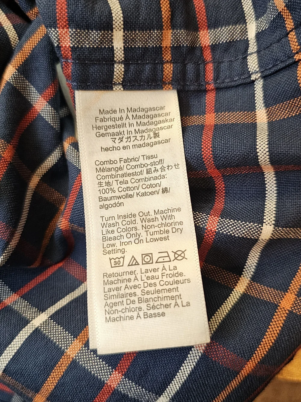 J.Crew Flex Oxford Slim Plaid Button Down Shirt Blue Orange NWT Size L